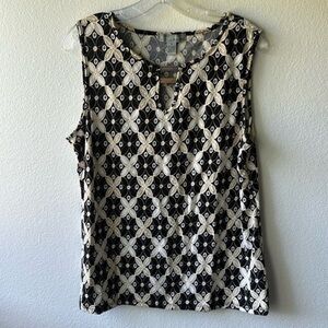 By Design top black and cream metal at neckline sleeveless size XL